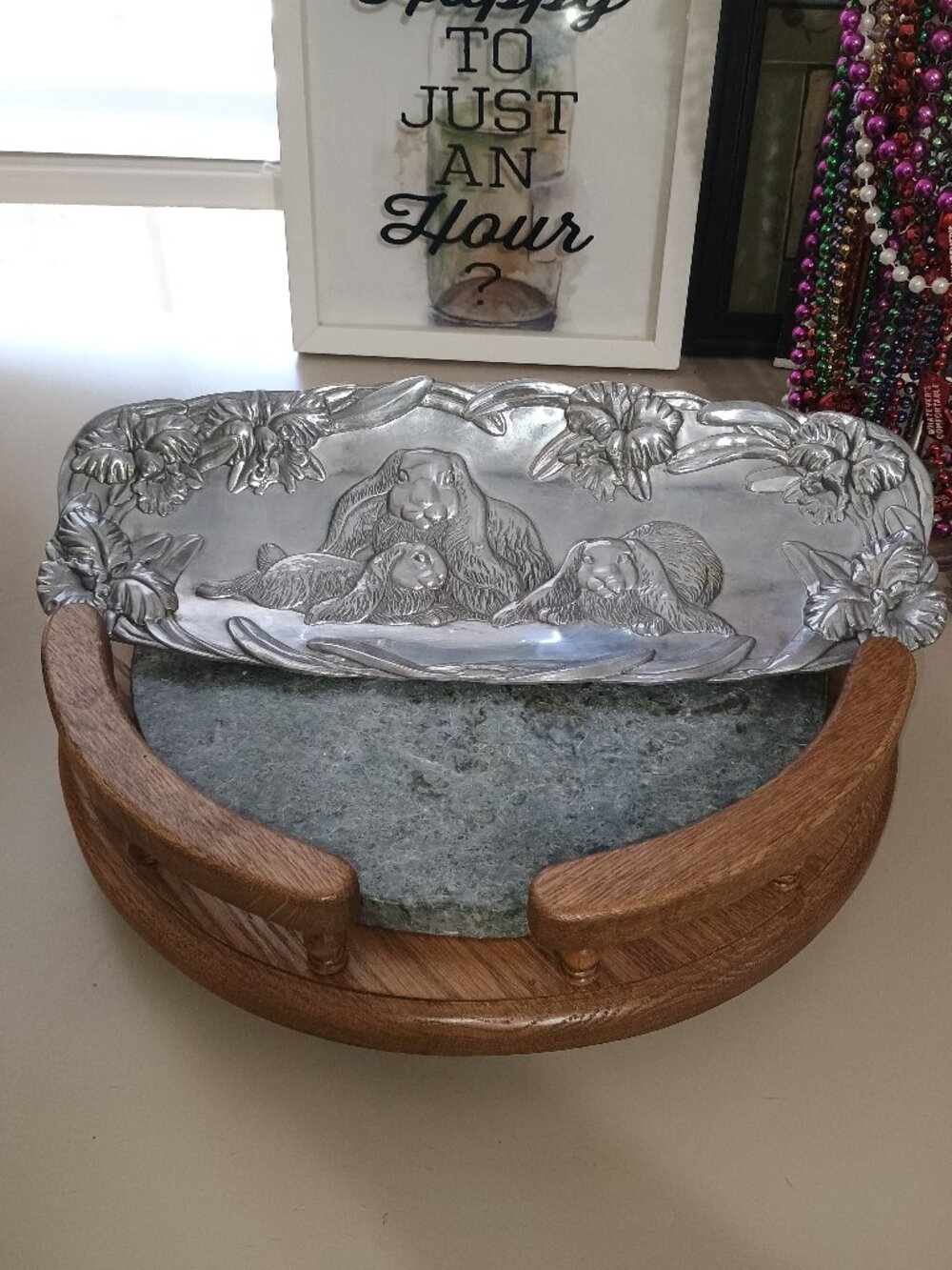 Arthur Court Aluminum Oblong Serving/Display Dish Vintage 1994